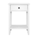 darrahopens Bedside Tables Drawer Side Table Nightstand White Storage Cabinet White Shelf