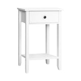 darrahopens Bedside Tables Drawer Side Table Nightstand White Storage Cabinet White Shelf