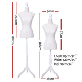 darrahopens Commercial > Mannequins Female Mannequin 170cm Model Dressmaker Clothes Display Torso Tailor Wedding White