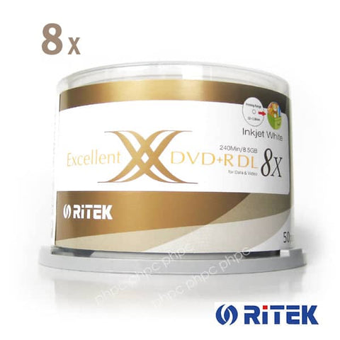 darrahopens Electronics > Back Up & Storage Ritek Ridata DVD+R Double Layer 8x Whitetop Printable 50pcs