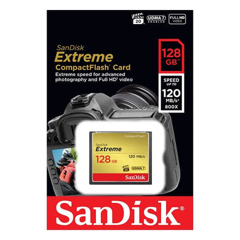 darrahopens Electronics > Back Up & Storage SanDisk 128GB Extreme CompactFlash Card with (write) 85MB/s and (Read)120MB/s - SDCFXSB-128G