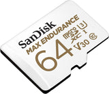 darrahopens Electronics > Back Up & Storage Sandisk Max Endurance Microsdxc Card SQQVR 64G (30 000 HRS) UHS-I C10 U3 V30 100MB/S R 40MB/S W SD Adaptor SDSQQVR-064G-GN6IA