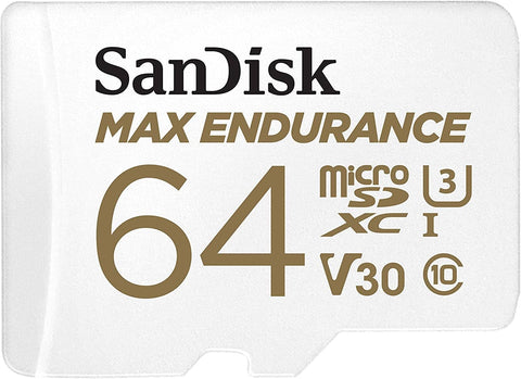 darrahopens Electronics > Back Up & Storage Sandisk Max Endurance Microsdxc Card SQQVR 64G (30 000 HRS) UHS-I C10 U3 V30 100MB/S R 40MB/S W SD Adaptor SDSQQVR-064G-GN6IA