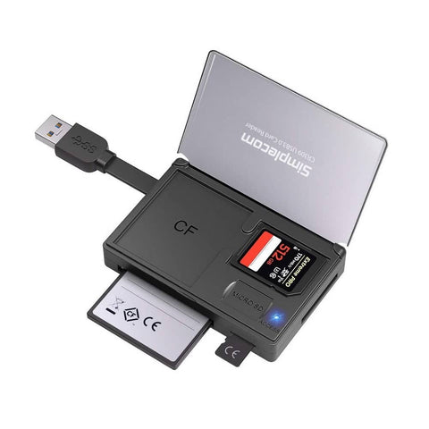 darrahopens Electronics > Back Up & Storage Simplecom CR309 3-Slot SuperSpeed USB 3.0 Card Reader with Card Storage Case