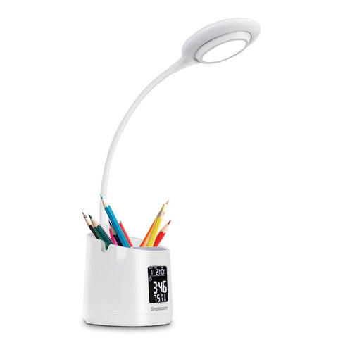 darrahopens Electronics > Back Up & Storage Simplecom EL621 LED Desk Lamp with Pen Holder and Digital Clock Rechargeable