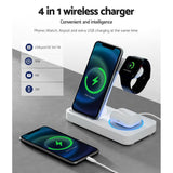 Darrahopens Electronics > Battery Chargers & Power Devanti 4-in-1 Wireless Charger Dock Fast Charging for Phone White