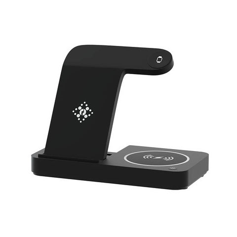 Darrahopens Electronics > Battery Chargers & Power Devanti 4-in-1 Wireless Charger Station Fast Charging for Phone Black