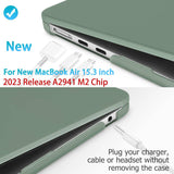 Darrahopens Electronics > Computer Accessories 15 inch Air 2023 MacBook Air Matte Case  A2941 M2 Chip Hard Shell Case Keyboard Cover Midnight Green