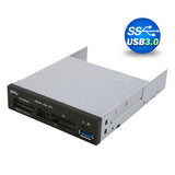 darrahopens Electronics > Computer Accessories 3.5" USB 3.0 All in One Internal Card Reader Full Long Metal with Front USB Black