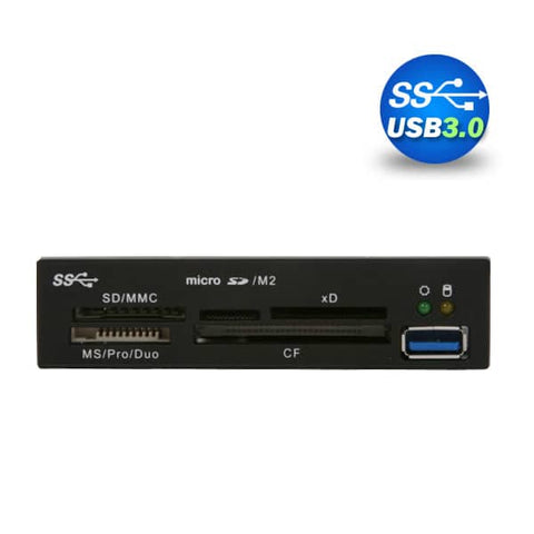 darrahopens Electronics > Computer Accessories 3.5" USB 3.0 All in One Internal Card Reader Full Long Metal with Front USB Black