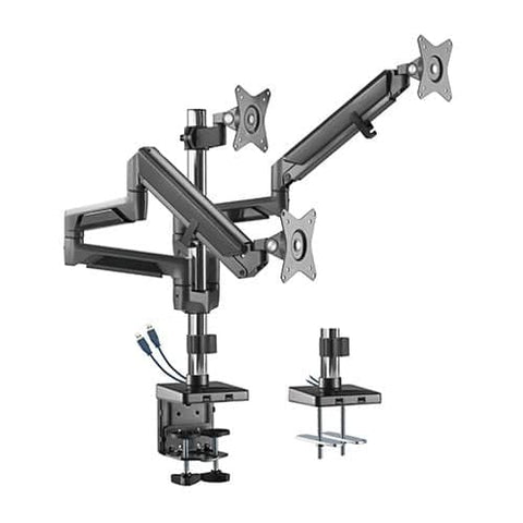 Darrahopens Electronics > Computer Accessories BRATECK Triple Monitors Pole-Mounted Epic Gas Spring Aluminum Monitor Arm with USB Fit Most 17'-27' , Up to 7 kg - Space Grey