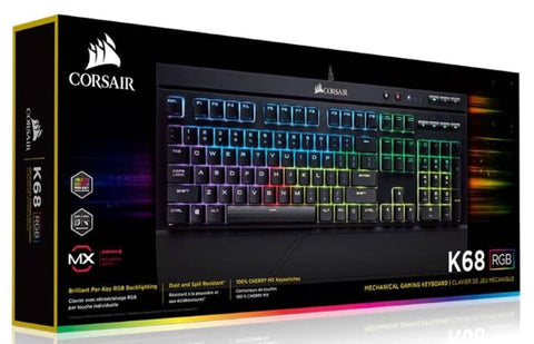 darrahopens Electronics > Computer Accessories CORSAIR K68 RGB Mechanical Gaming Keyboard, Backlit RGB LED, Cherry MX Red, IP32 Dust and Spill Resistant