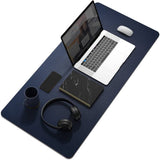 Darrahopens Electronics > Computer Accessories Dark Blue 90cm*45cm Dual Side Office Desk Pad Waterproof PU Leather Computer Mouse Pad