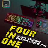 Darrahopens Electronics > Computer Accessories Gaming Mouse Keyboard Combo 4 In 1 Backlight Combination Breathing Rainbow LED