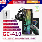 Darrahopens Electronics > Computer Accessories Gaming Mouse Keyboard Combo 4 In 1 Backlight Combination Breathing Rainbow LED