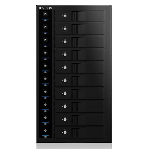 darrahopens Electronics > Computer Accessories ICY BOX 10-Bay External SINGLE System for 10x SATA 3.5" I/II/III HDD  (IB-3810U3)