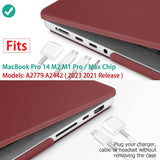 Darrahopens Electronics > Computer Accessories MacBook Pro 14 Max Inch Case 2023 2022 2021 M2 A2779 M1 A2442 Hardshell Case Keyboard Cover Wine Red