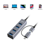 darrahopens Electronics > Computer Accessories mbeat 4-Port USB 3.0 Hub with 2-in-1 USB 3.0 & USB-C Converter - Space Grey