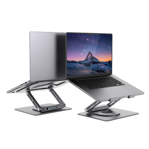 Darrahopens Electronics > Computer Accessories mbeat Stage S12 Rotating Laptop Stand with USB-C Docking Station - Space Grey
