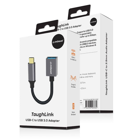 Darrahopens Electronics > Computer Accessories mbeat Tough Link USB-C to USB 3.0 Adapter with Cable - Space Grey
