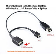 darrahopens Electronics > Computer Accessories Micro USB Male to USB Female Host for OTG Device / USB Power Cable Y Splitter