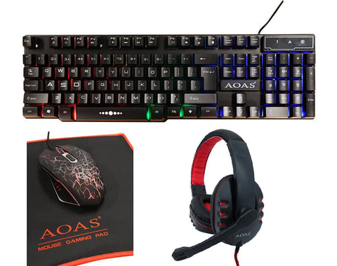 Darrahopens Electronics > Computer Accessories RGB Four Piece Gaming Set Keyboard Mouse Pad Headphones S750
