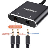Darrahopens Electronics > Computer Accessories Simplecom CA152 USB to 3.5mm Audio and Microphone Sound Card Adapter for TRS or TRRS Headset with Mic