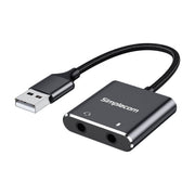 Darrahopens Electronics > Computer Accessories Simplecom CA152 USB to 3.5mm Audio and Microphone Sound Card Adapter for TRS or TRRS Headset with Mic