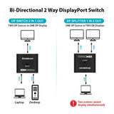 Darrahopens Electronics > Computer Accessories Simplecom CM202 Bi-Directional 2 Way DisplayPort Switch Selector DP 1.4 8K