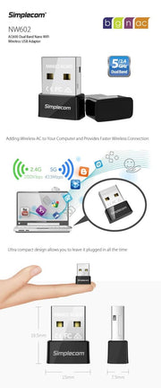 darrahopens Electronics > Computer Accessories Simplecom NW602 AC600 Dual Band Nano USB WiFi Wireless Adapter