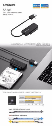 darrahopens Electronics > Computer Accessories Simplecom SA205 Compact USB 3.0 to SATA Adapter Cable Converter for 2.5" SSD/HDD