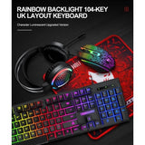 darrahopens Electronics > Computer Accessories T-Wolf TF400 4-pcs Rainbow Keyboard/Mouse/Headphone/Mouse Pad Kit Set