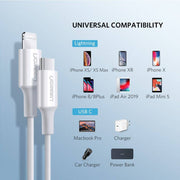 darrahopens Electronics > Computer Accessories UGREEN 10493 Type-C to MFI iPhone M/M Cable Rubber Shell 1M White