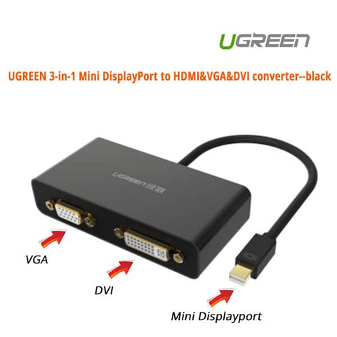darrahopens Electronics > Computer Accessories UGREEN 3-in-1 Mini DisplayPort to HDMI&VGA&DVI converter - black (10440)
