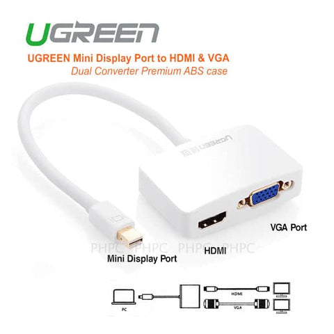 darrahopens Electronics > Computer Accessories UGreen Mini Display Port to HDMI & VGA Dual Converter Premium ABS case (10427 )