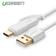 darrahopens Electronics > Computer Accessories UGREEN USB 2.0 to type C + micro USB cable - White 1M (30171)