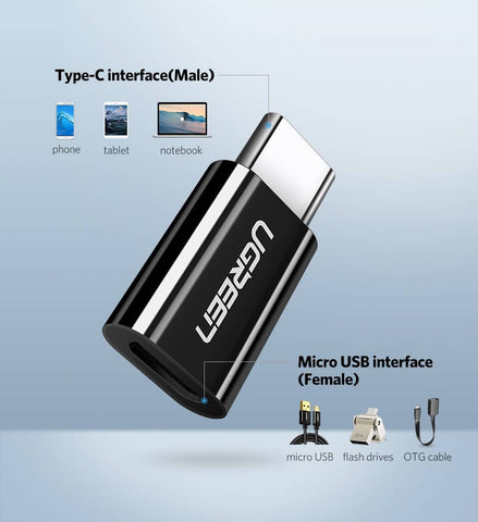 darrahopens Electronics > Computer Accessories UGREEN USB 3.1 Type-C to Micro USB Adapter - Black (30865)
