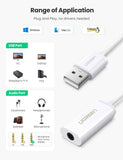 darrahopens Electronics > Computer Accessories UGREEN USB A Male to 3.5 mm Aux Cable (White)