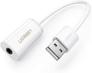 darrahopens Electronics > Computer Accessories UGREEN USB A Male to 3.5 mm Aux Cable (White)