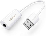 darrahopens Electronics > Computer Accessories UGREEN USB A Male to 3.5 mm Aux Cable (White)