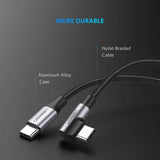 darrahopens Electronics > Computer Accessories UGREEN USB-C to Angled USB 2.0 C M/M Round Cable Aluminum Shell Nickel Plating 2m (Gray Black) 50125