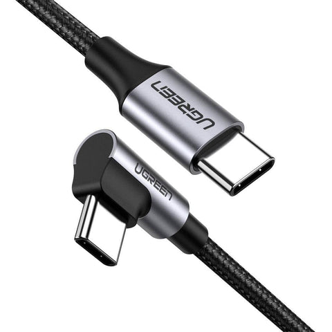 darrahopens Electronics > Computer Accessories UGREEN USB-C to Angled USB 2.0 C M/M Round Cable Aluminum Shell Nickel Plating 2m (Gray Black) 50125