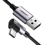 darrahopens Electronics > Computer Accessories UGREEN USB-C to Angled USB2.0-C Round Cable M/M Aluminum Shell Nickel Plating 1m (Gray Black) 50123