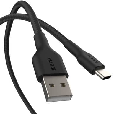 Darrahopens Electronics EFM USB-A to USB-C Braided Power and Data 1M Cable - Tested to withstand 20000+ bends - Black