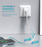 darrahopens Electronics > Mobile Accessories Choetech PD6009 40W Dual Fast USB C Charger 2-Port 20W PD 3.0 With Foldable Plug