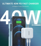 darrahopens Electronics > Mobile Accessories Choetech PD6009 40W Dual Fast USB C Charger 2-Port 20W PD 3.0 With Foldable Plug