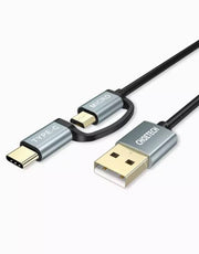 Darrahopens Electronics > Mobile Accessories CHOETECH XAC-0012-102BK 2-in-1 USB Type C+Micro USB Cable 1.2m Charge & Sync for Samsung Phones