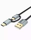 Darrahopens Electronics > Mobile Accessories CHOETECH XAC-0012-102BK 2-in-1 USB Type C+Micro USB Cable 1.2m Charge & Sync for Samsung Phones