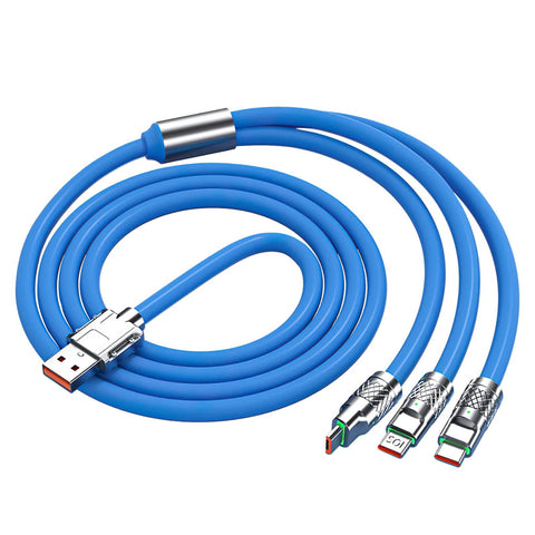 Darrahopens Electronics > Mobile Accessories Mobax 120W Zinc-Alloy Super Fast Charging Belt Lights Three-In-One Data Line Blue