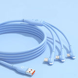 Darrahopens Electronics > Mobile Accessories Mobax 66W Elbow Liquid Silicone Fast Charging Three-In-One Fast Charge Data Cable Blue